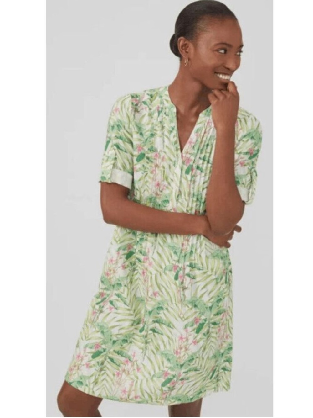 J. Mclaughlin Riviera Coral Gables Tropical Floral Linen Shirt Dress Pockets S - Picture 3 of 10